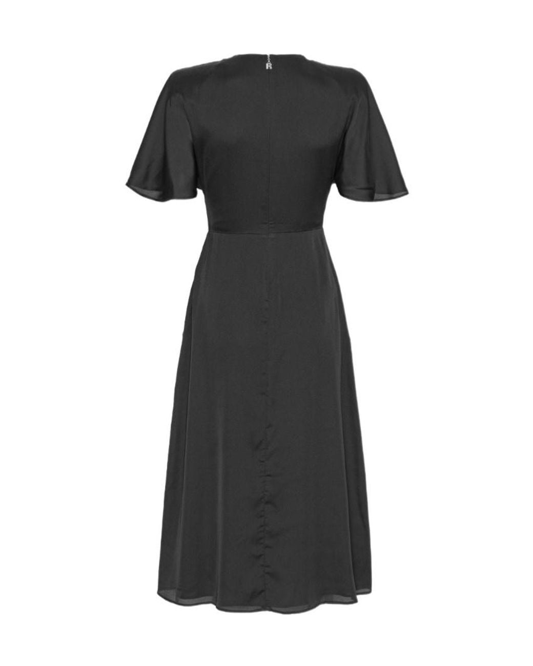 ROTATE BIRGER CHRISTENSEN Black Round Neck Short Sleeve Dress