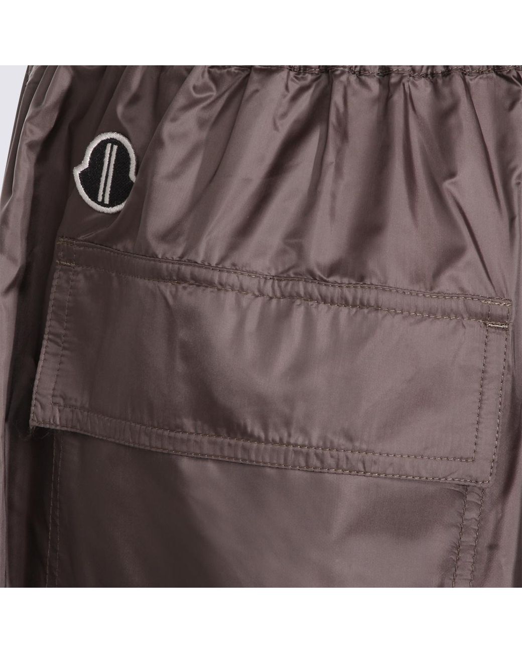 Moncler Black Moncler Rick Owens Logo Embroidered Drawstring Shorts for men