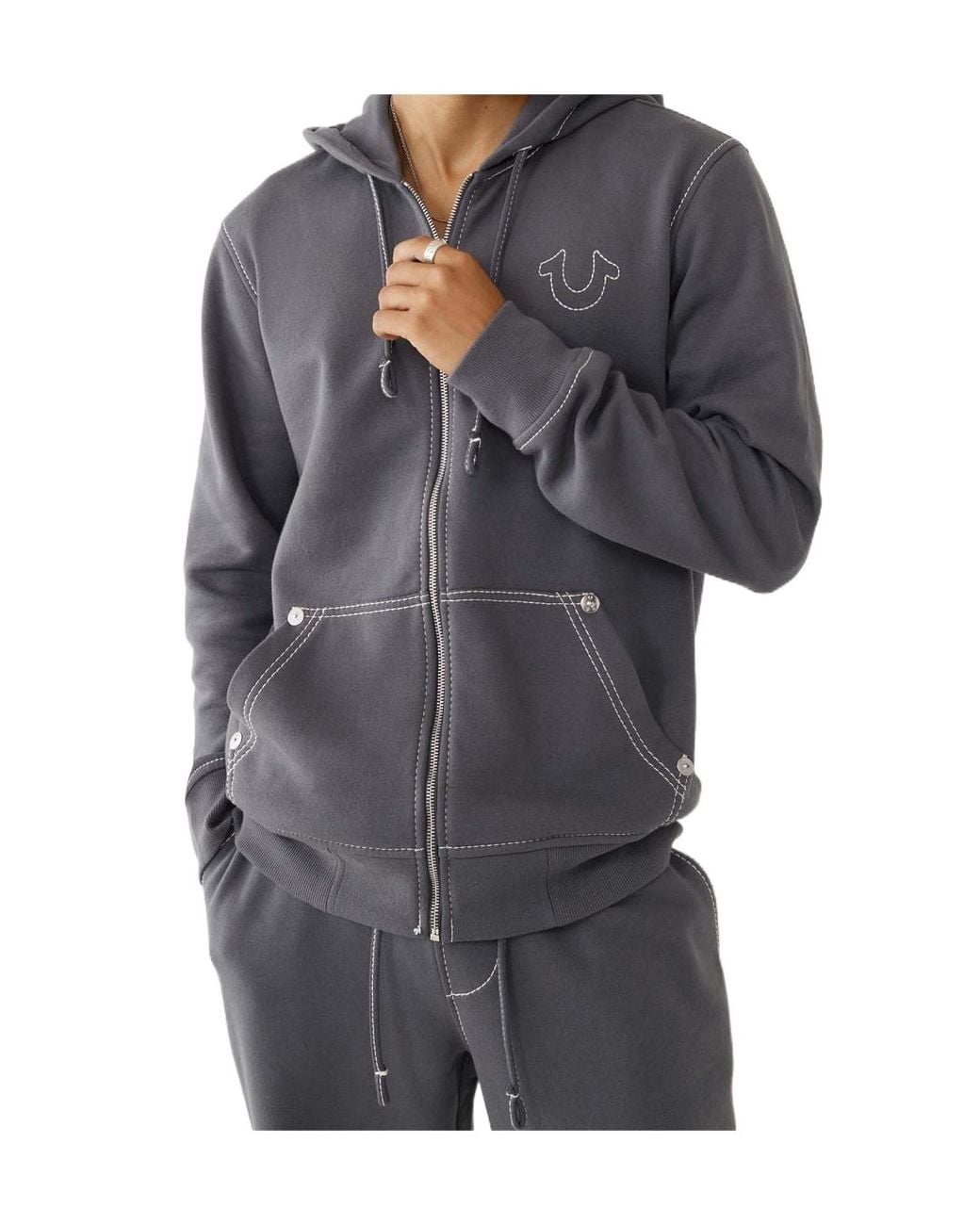 True Religion Black Big-T Zip Hoodie for men