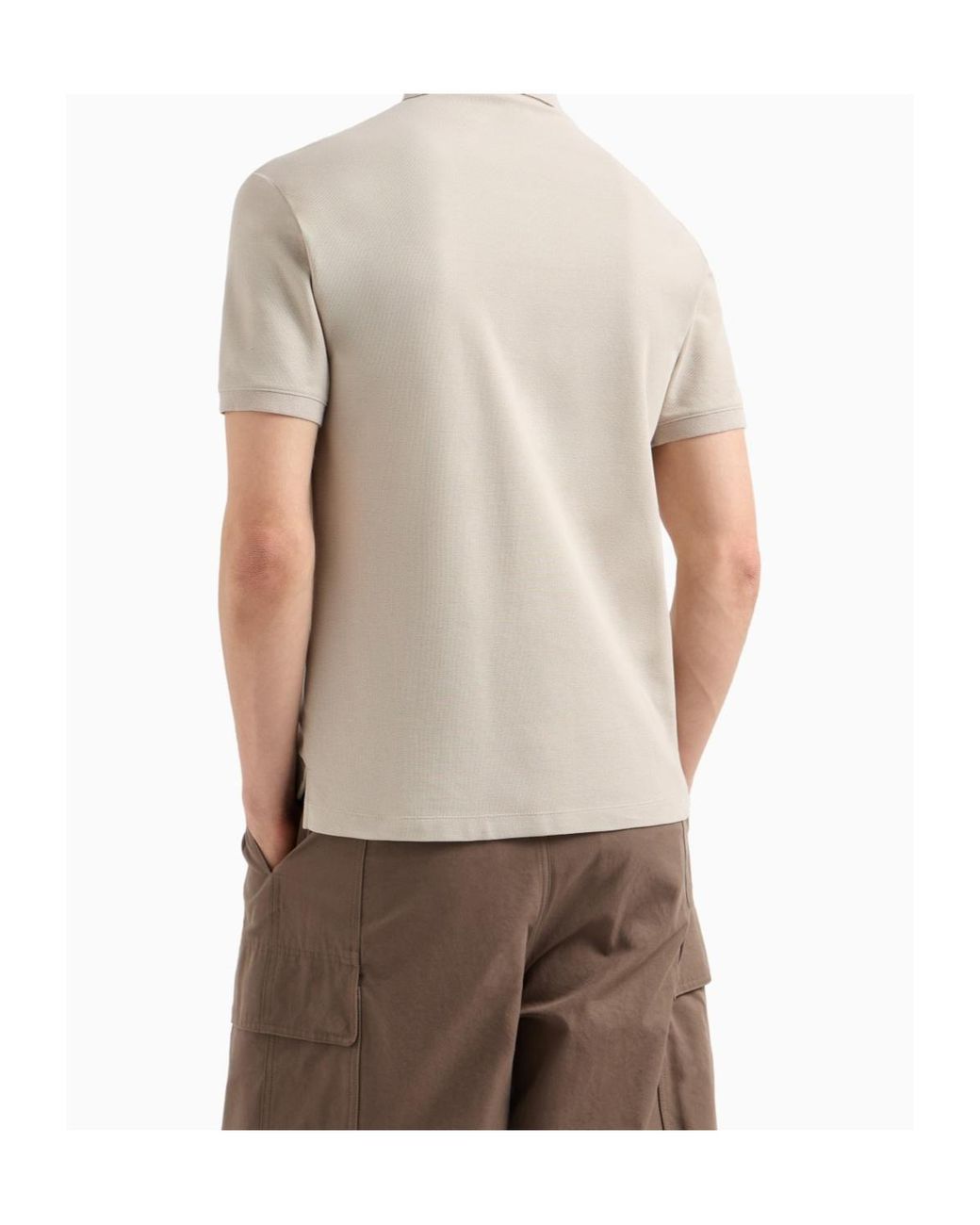 Emporio Armani White Piquet Polo Shirt for men