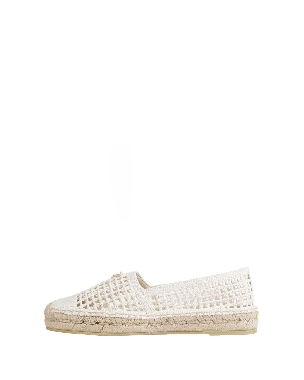 Prada White Crocheted Flat Shoes