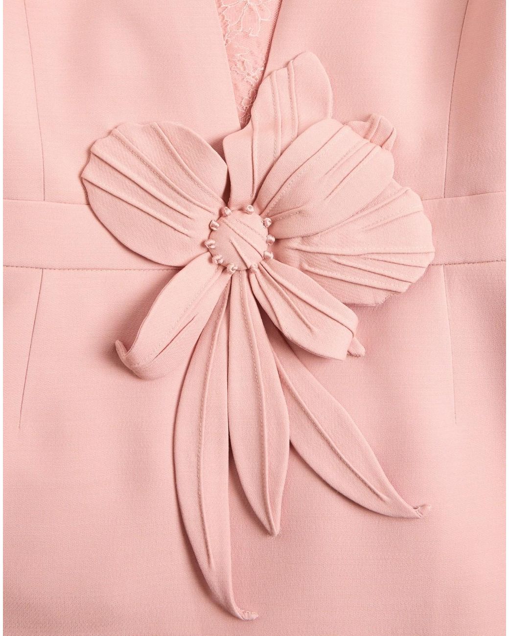 Valentino Pink Floral Appliqué Midi Dress