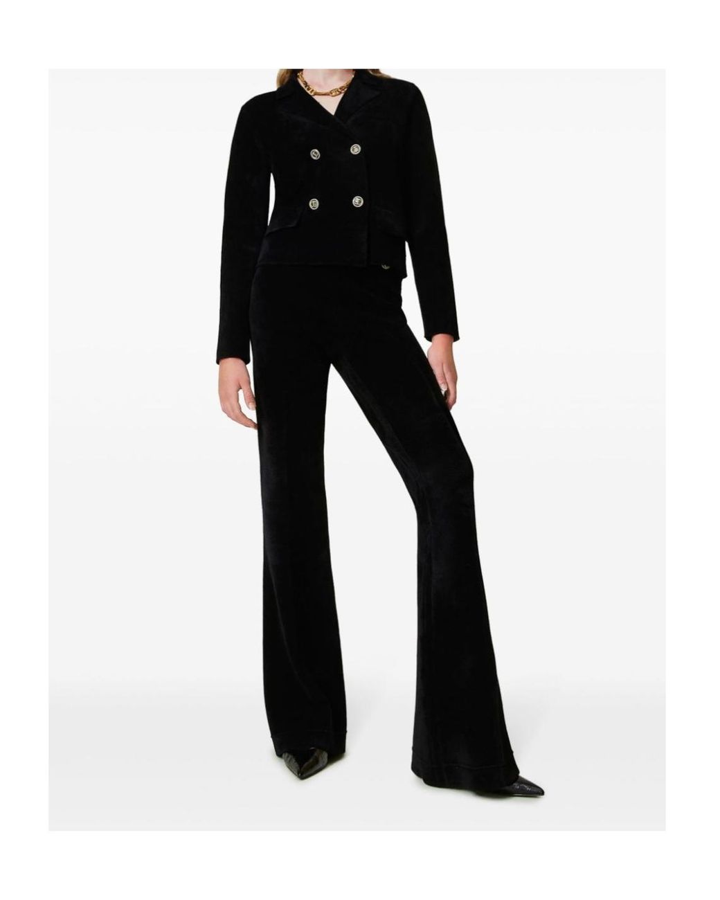 Twinset Black Oval T Knit Flared Trousers