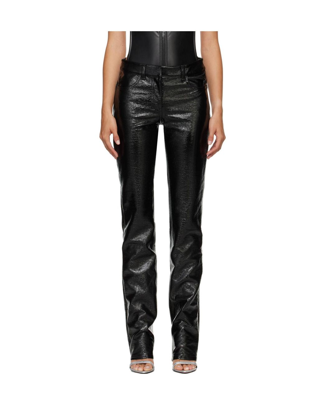 Courreges Black Courrèges Glossy Straight-Leg Pants