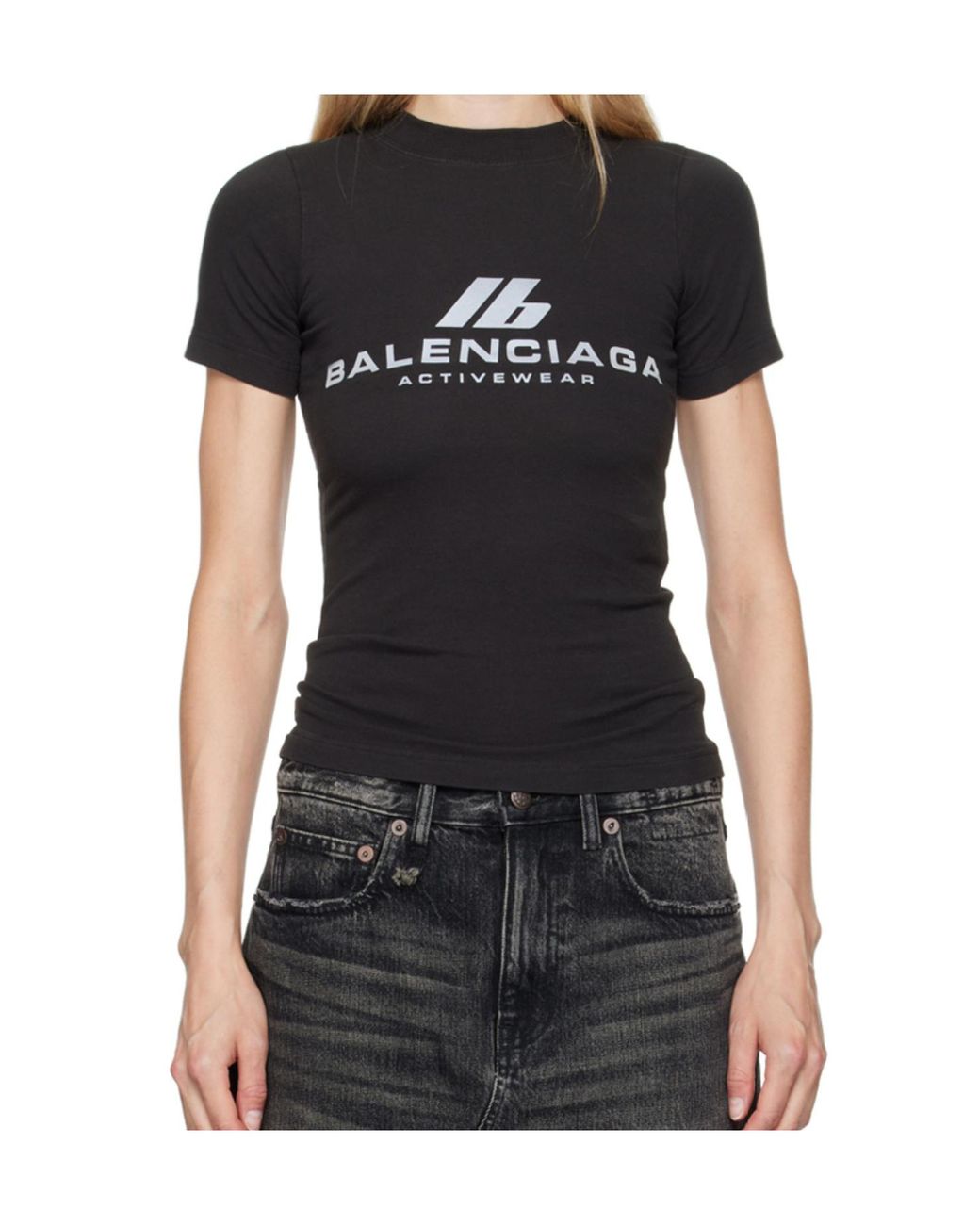 Balenciaga Black Activewear Fitted T-Shirt