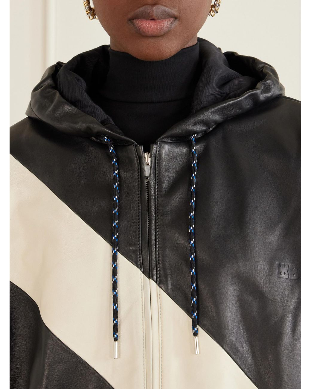 Wales Bonner Black Striped Leather Jacket