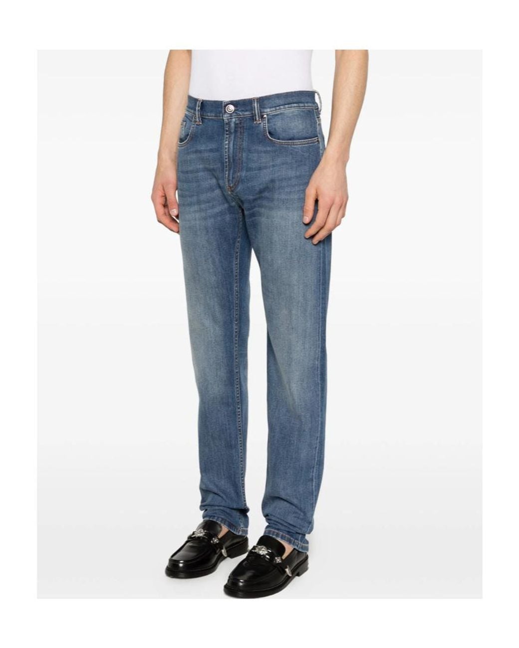Versace Blue Logo-Patch Denim Jeans for men