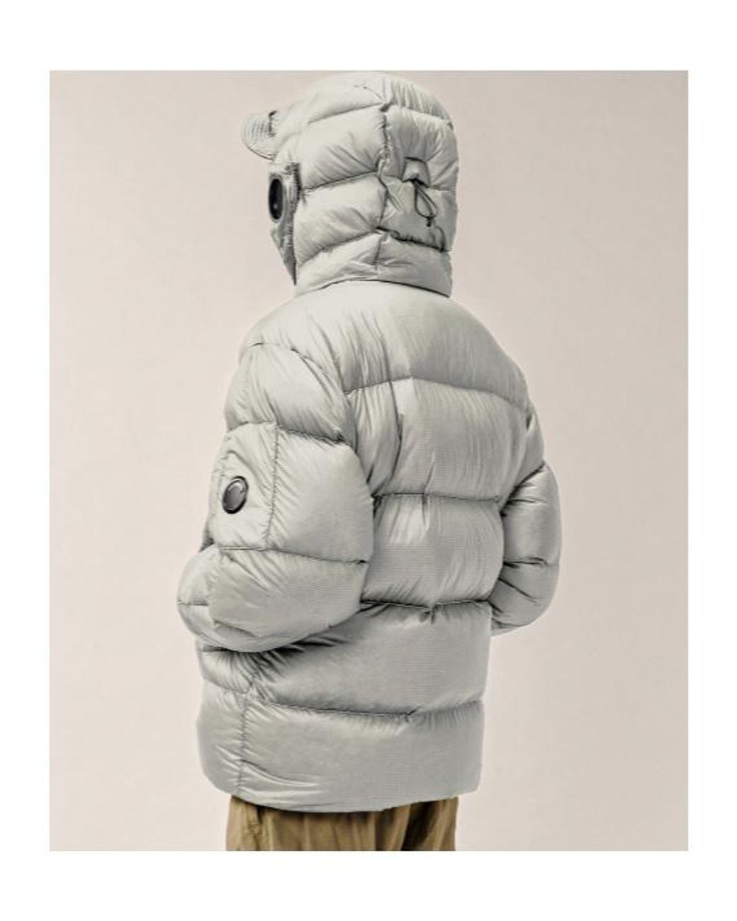 C P Company Gray D.D. Shell Explorer Lens Down Jacket for men