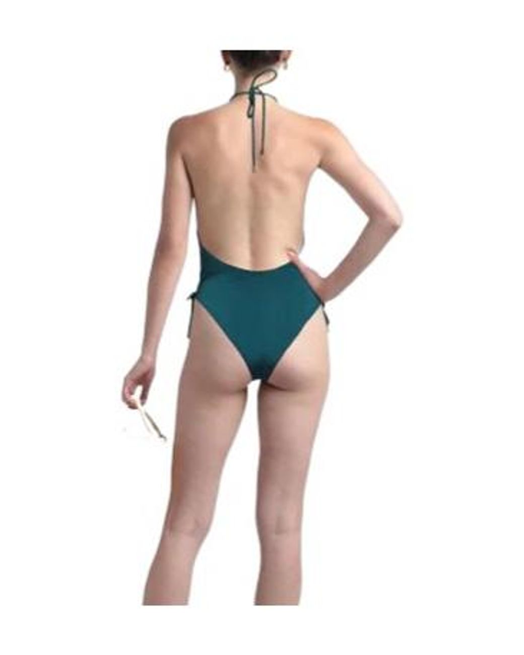 Saint Laurent Blue Tie-Back One-Piece Swimsuit