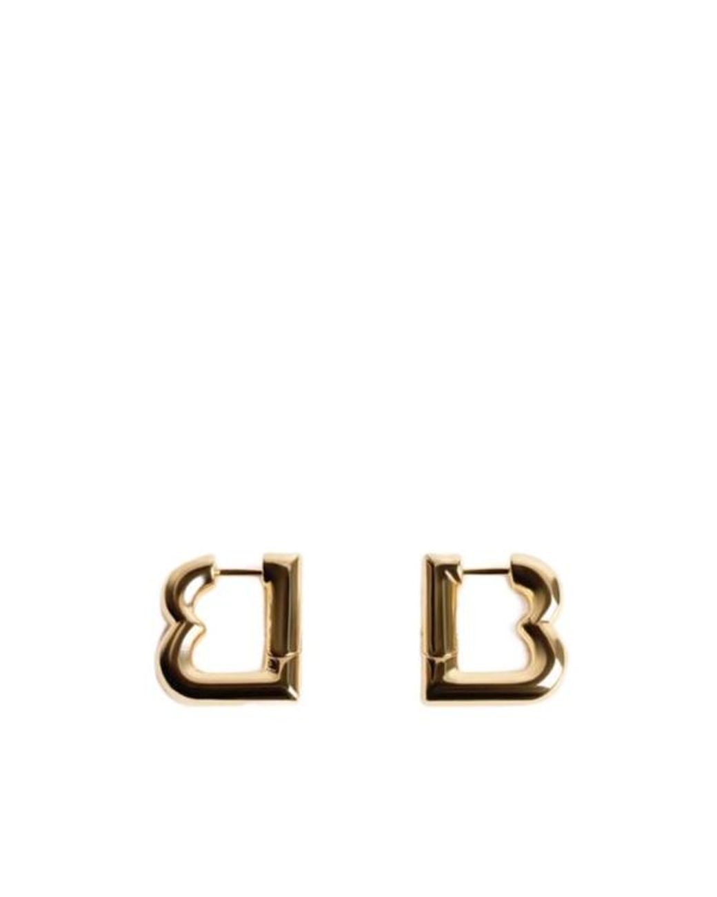 Balenciaga Metallic Logo Plaque Earrings