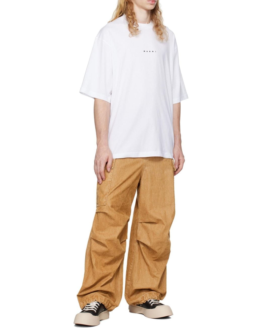 Marni White Jersey Logo Print T-Shirt for men