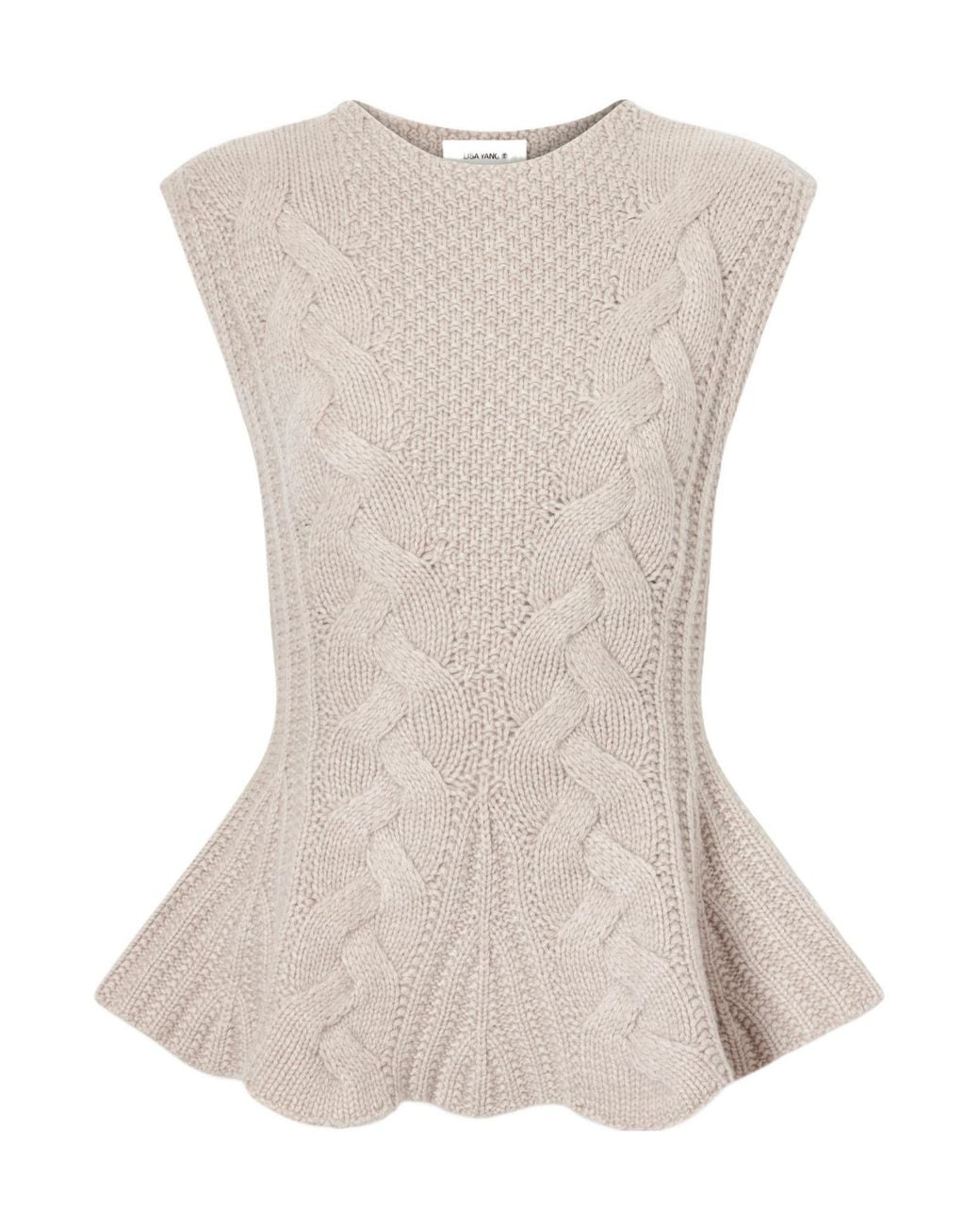 Lisa Yang Natural Cable-Knit Cashmere Top