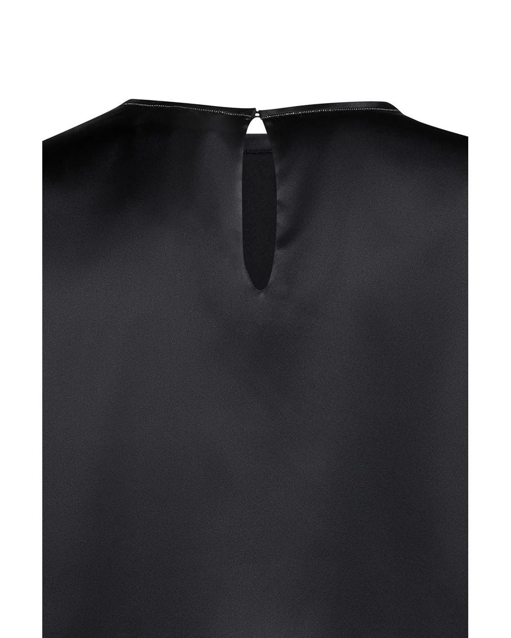 Brunello Cucinelli Black Keyhole Crewneck Top