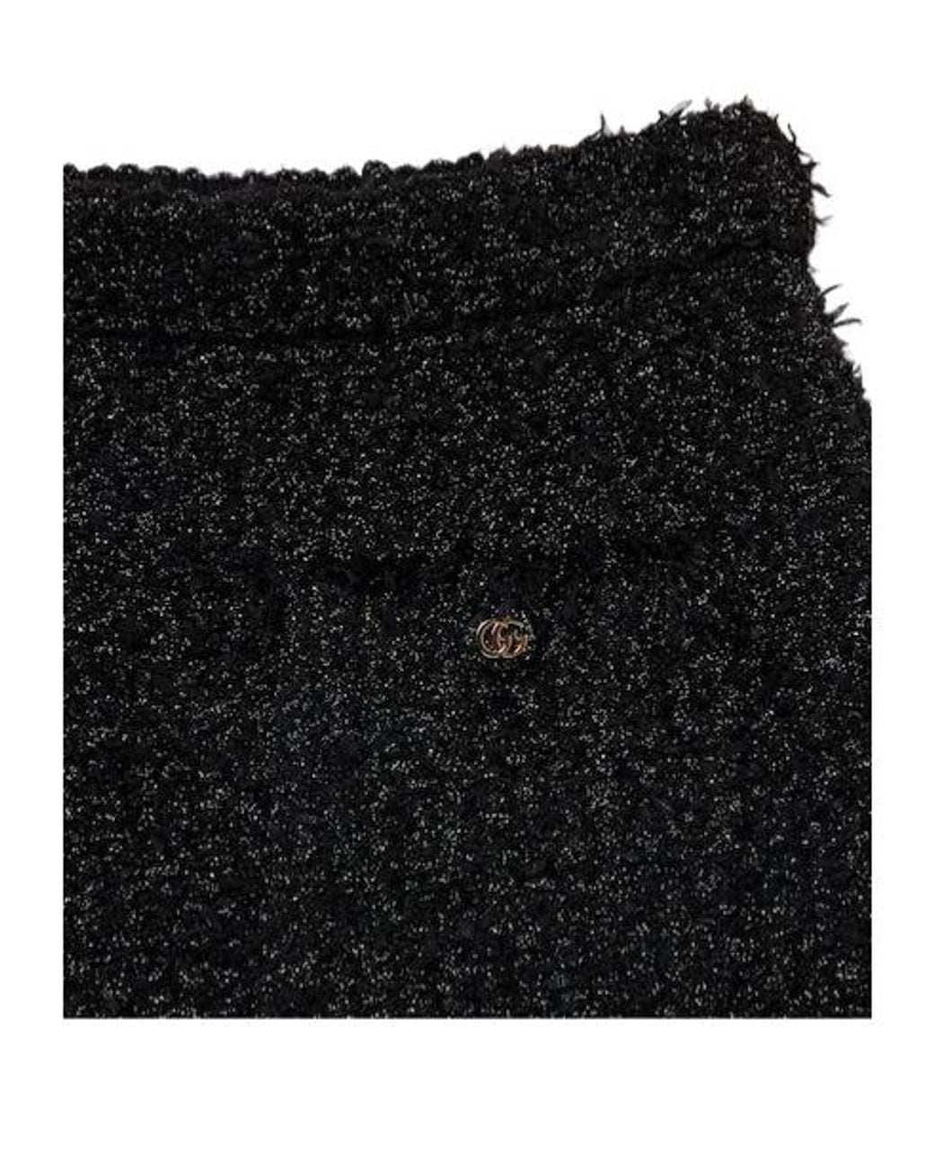Gucci Black Tweed Button Detailed Skirt
