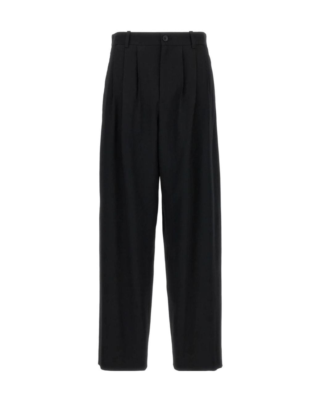 The Row Black Straight-Leg Pleat-Detailed Pants