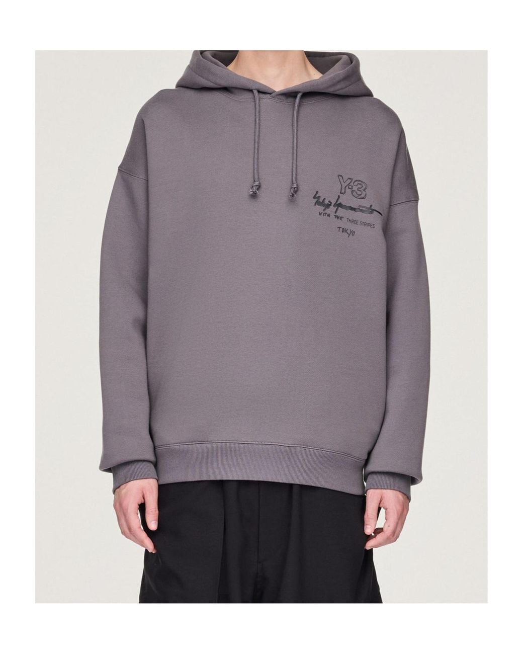 Y-3 Gray Graphic Ft Hoodie for men