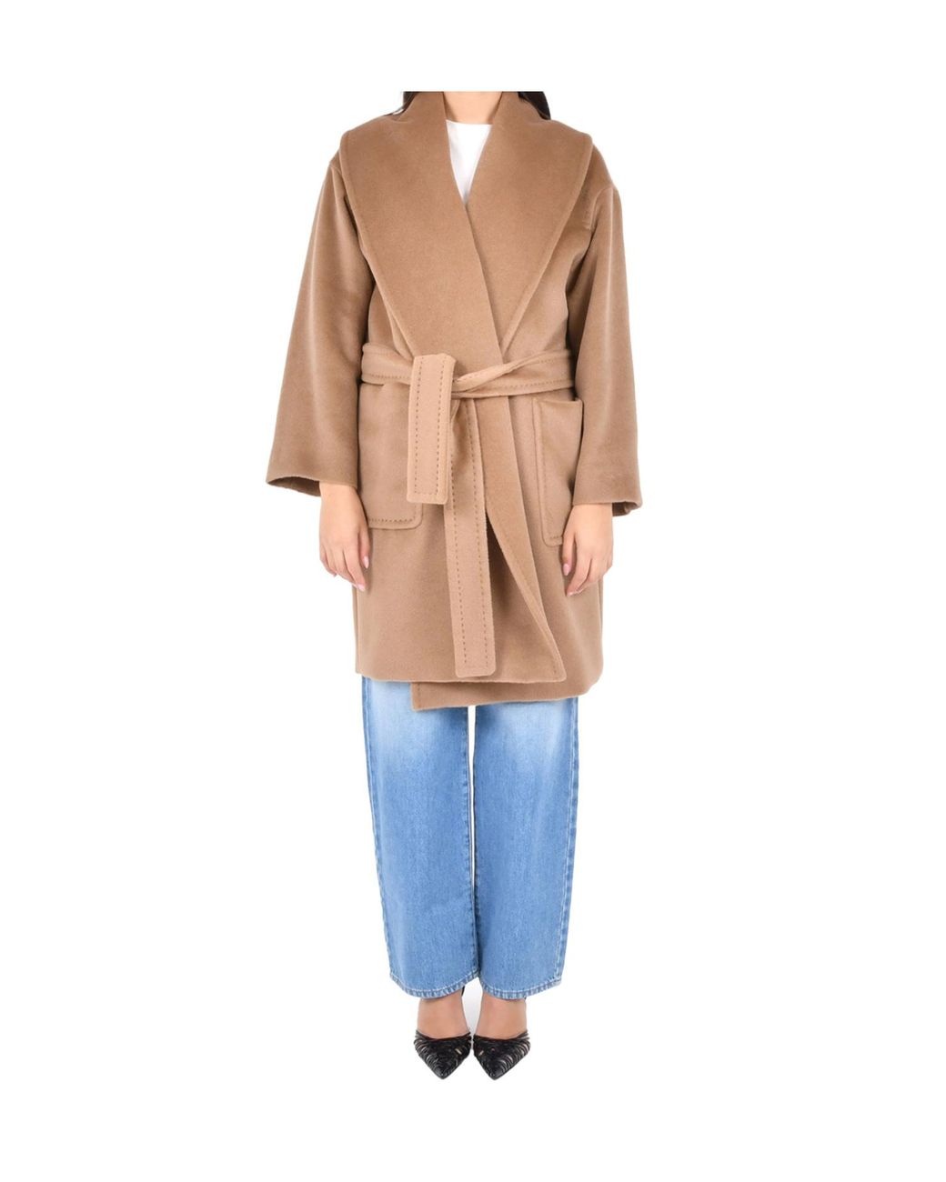 Max Mara Blue Studio Cloruro Tie-Waisted Coat