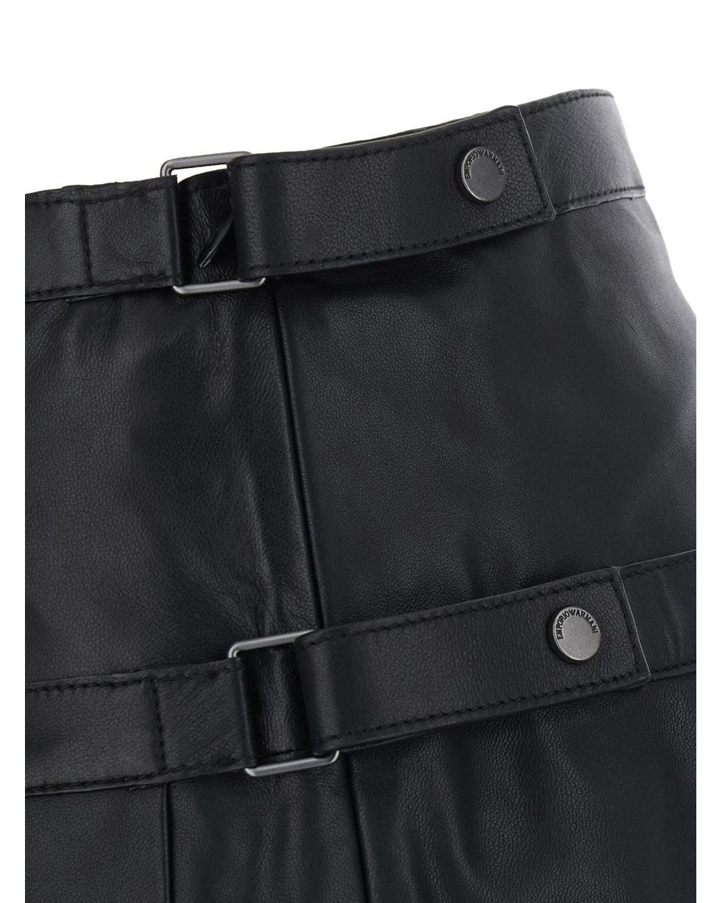Emporio Armani Black Buckled Pleated Mini Skirt