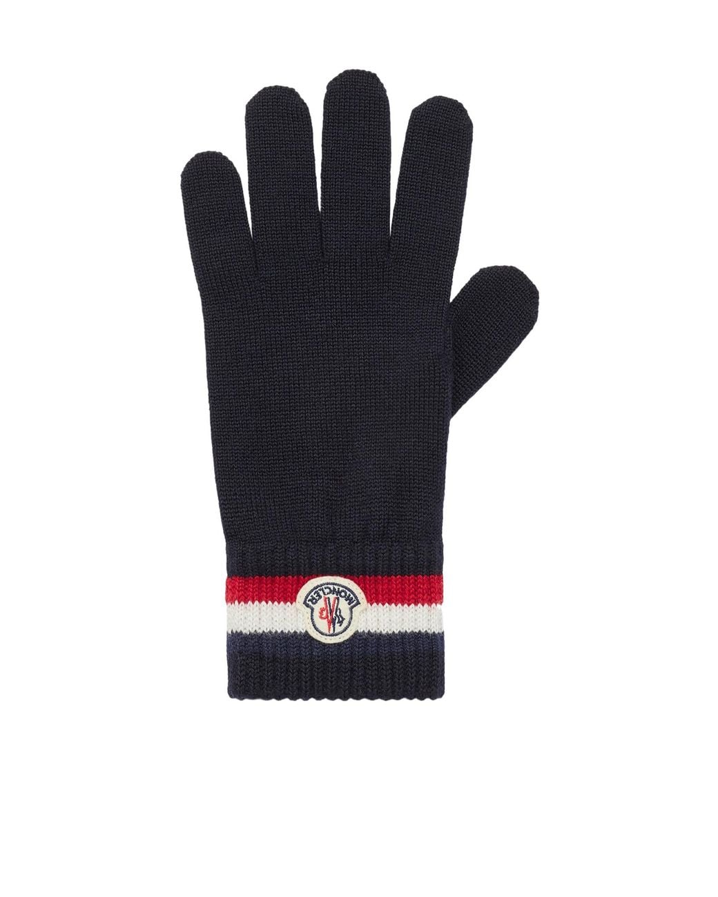 Moncler Blue Logo Patch Knitted Gloves for men