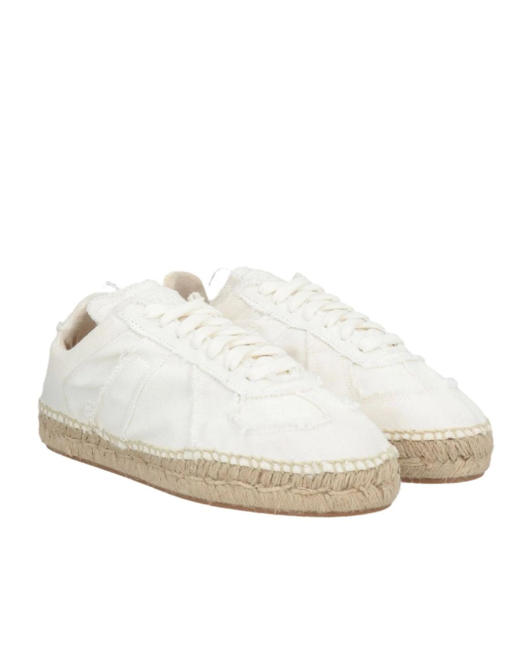 Maison Margiela White Canvas And Straw Woven Shoes