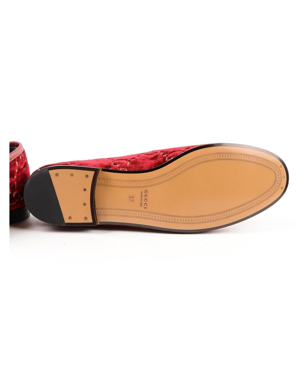 Gucci Red Jordaan Gg Velvet Loafer