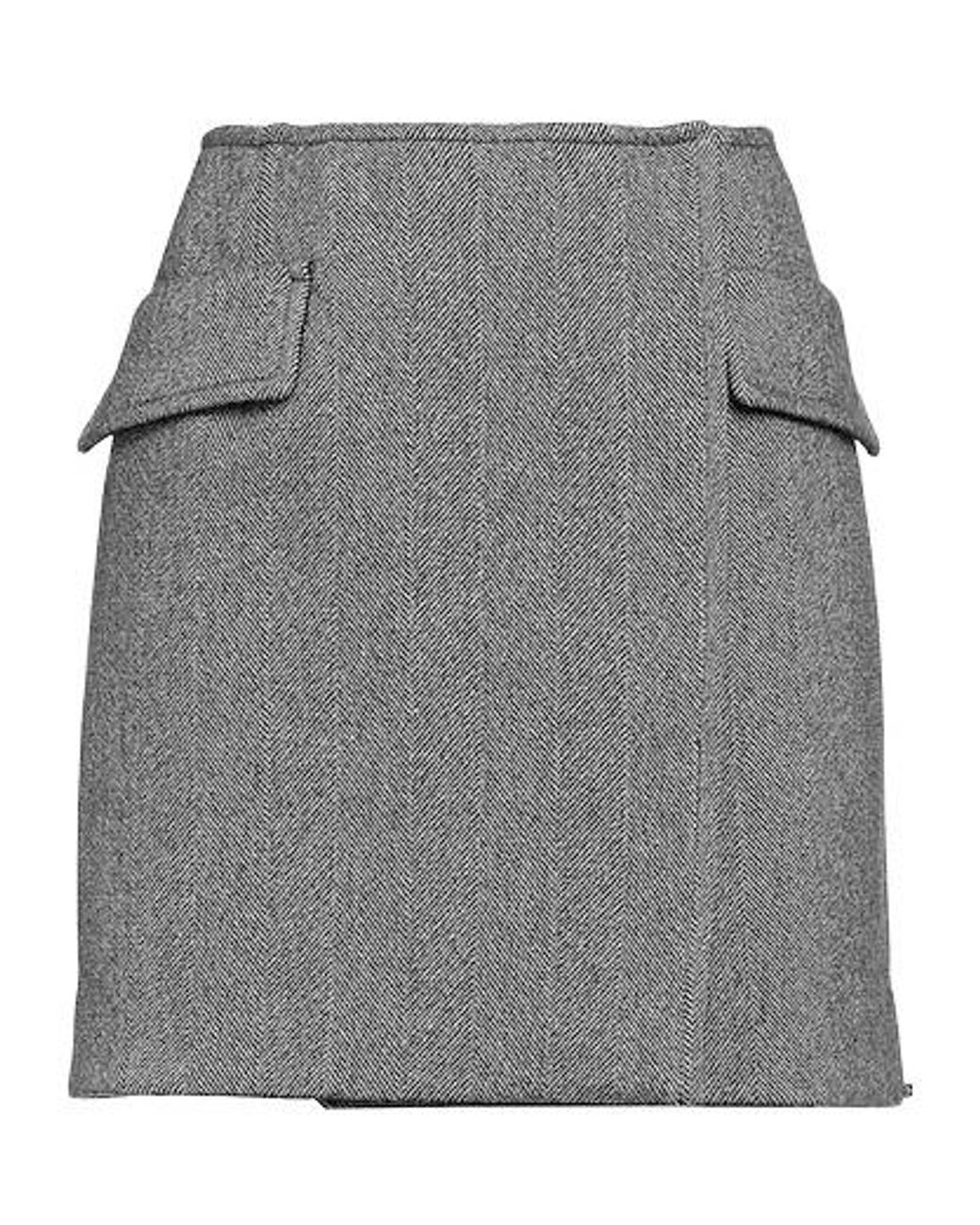 Sportmax Gray Wool Twill Wrap Skirt