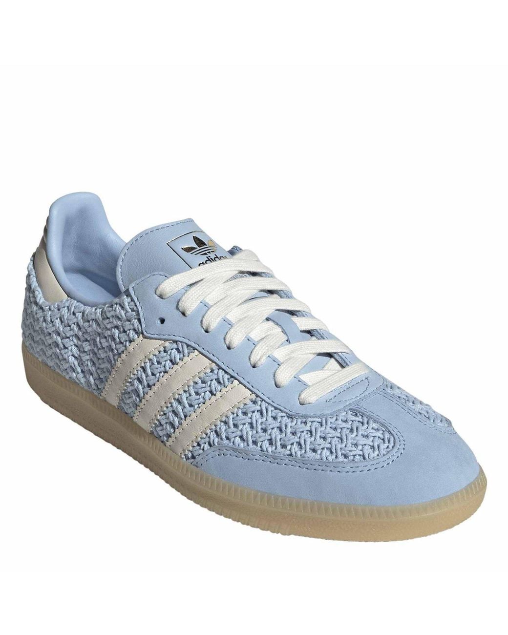 Adidas Originals Blue Woven And Patchwork Faux Fur Low-Top Sneakers