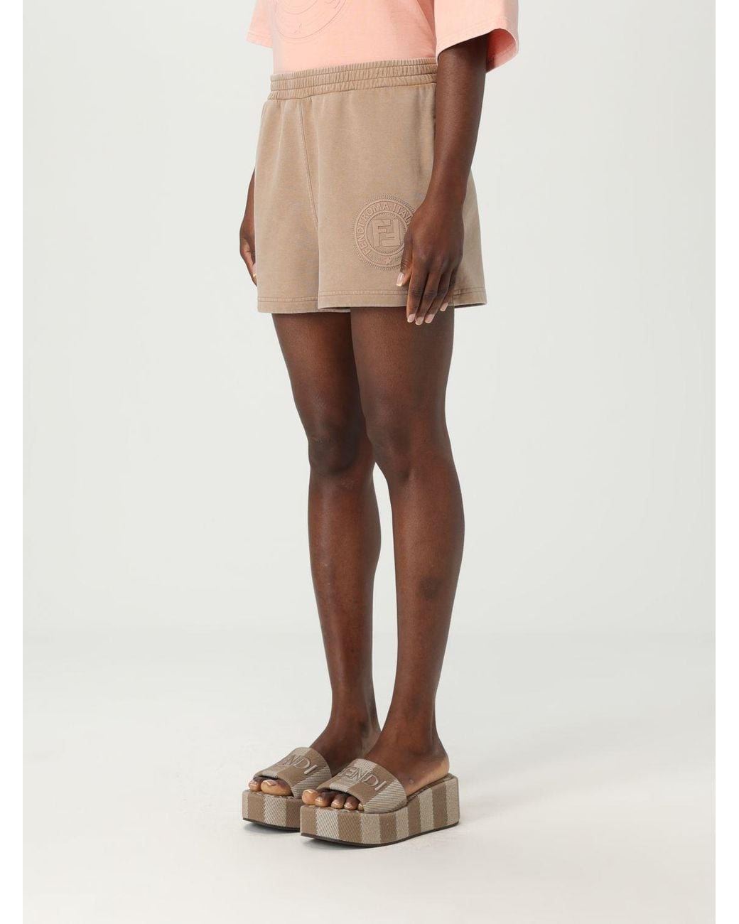 Fendi Natural Logo Detailed Sweat Shorts