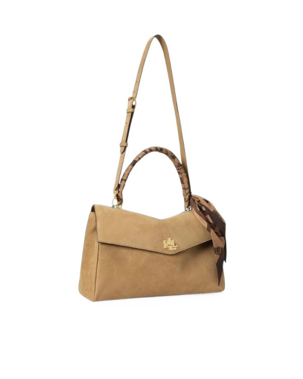 Ralph Lauren Brown Small Farrah Suede Tote Bag