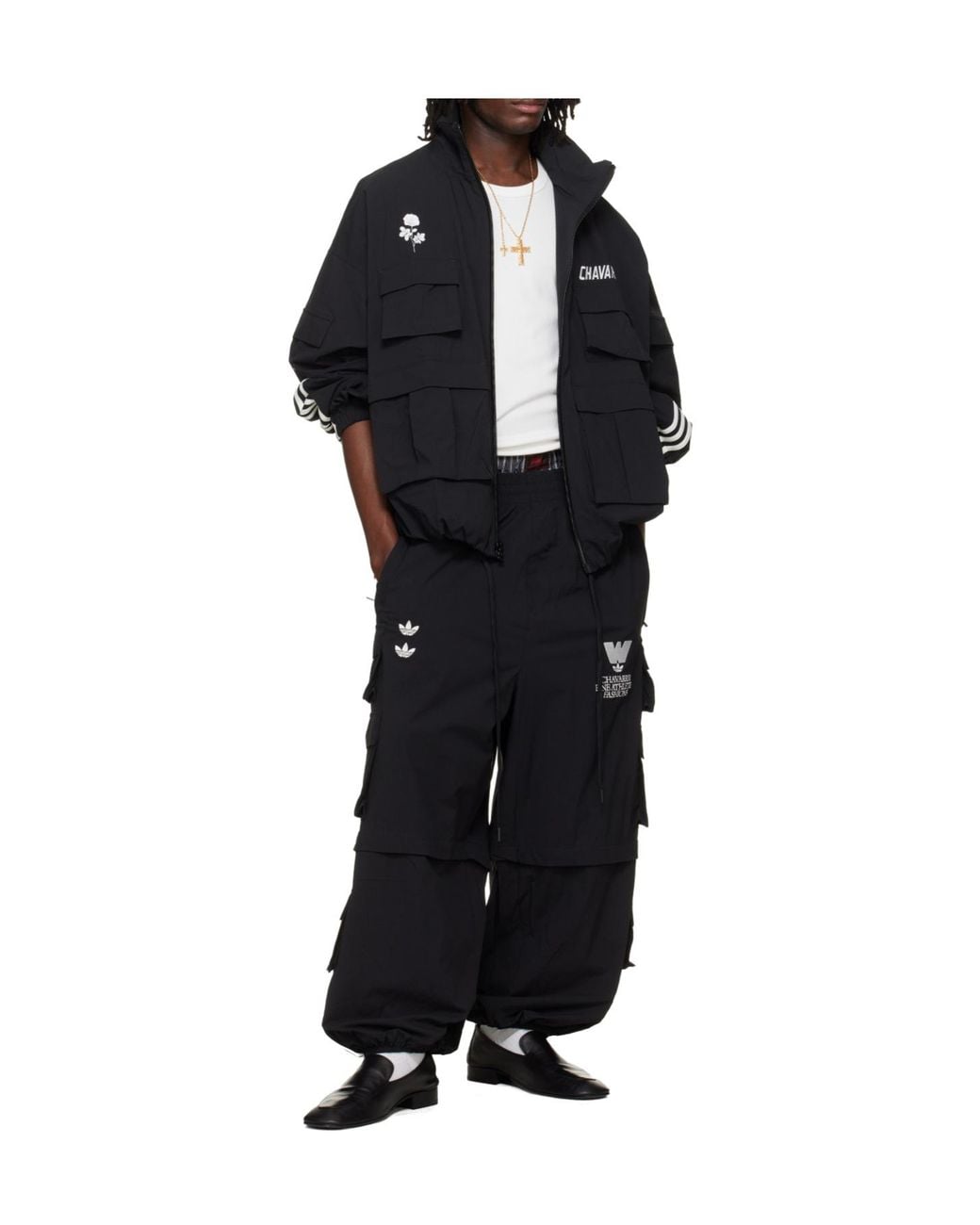 ADIDAS X WILLY CHAVARRIA Black Willy Chavarria X Adidas Originals Collaboration Stand Collar Casual Jacket for men