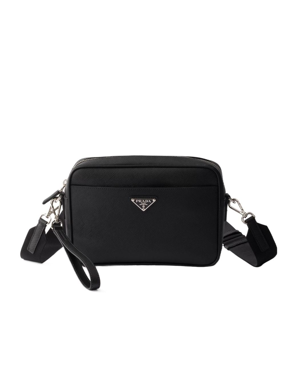 Prada Black Triangle-Logo Zipped Shoulder Bag for men