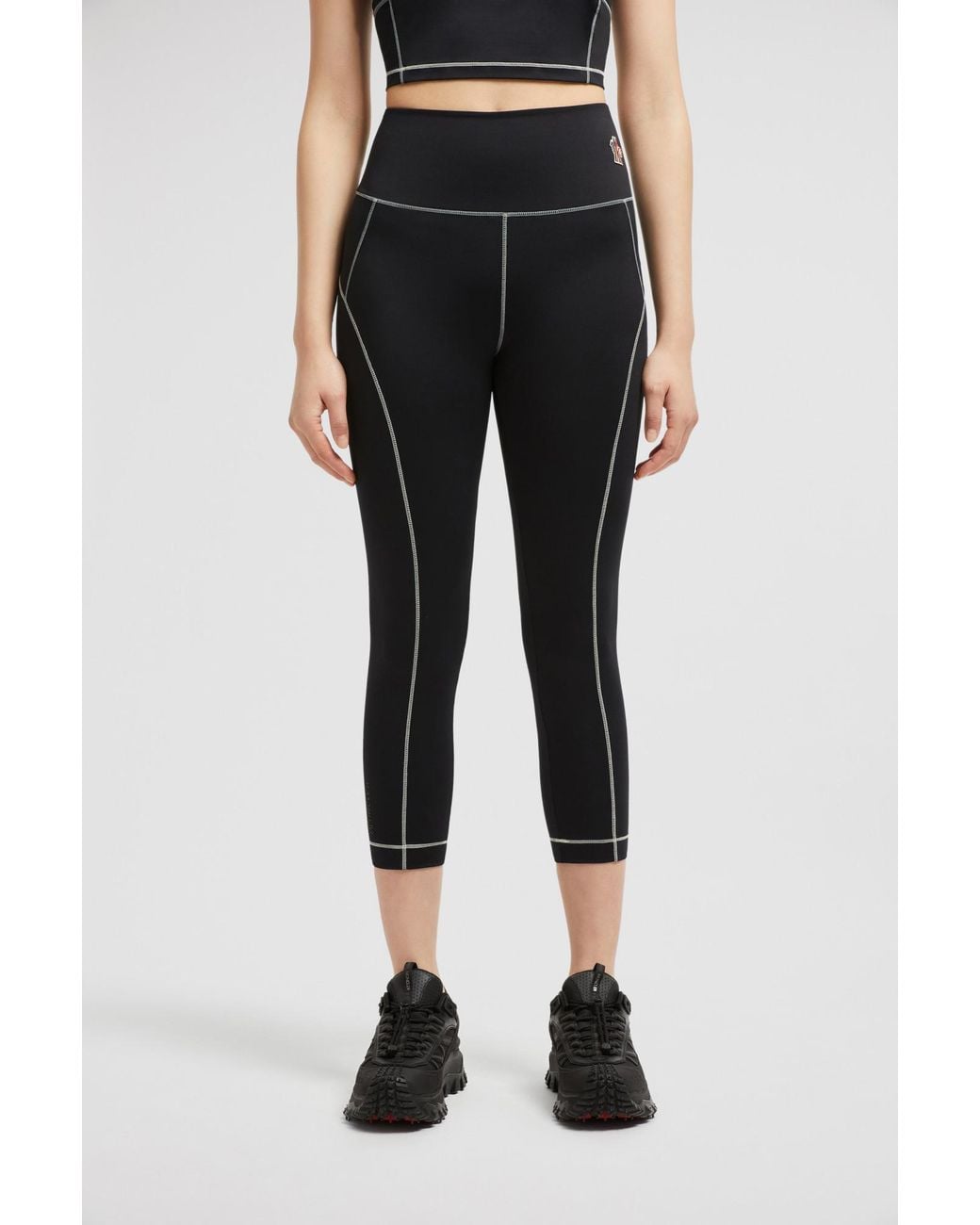 Moncler Black Grenoble Logo Detailed Leggings