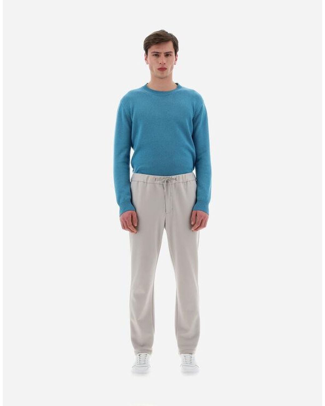 Herno Gray Drawstring Straight-Leg Trousers for men