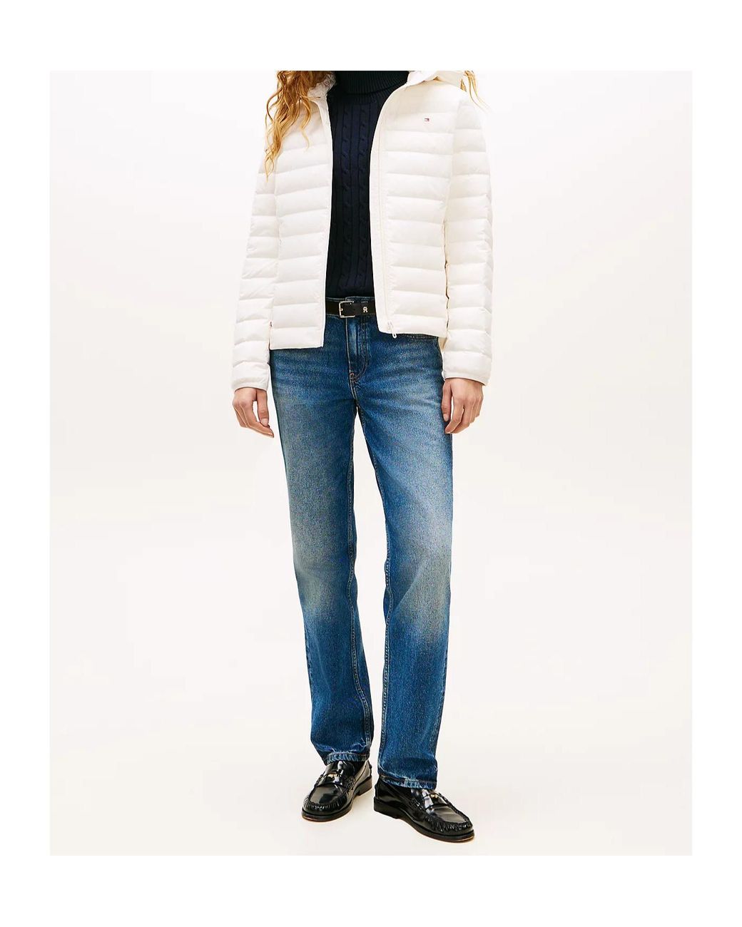 Tommy Hilfiger White Long-Sleeved Down Jacket