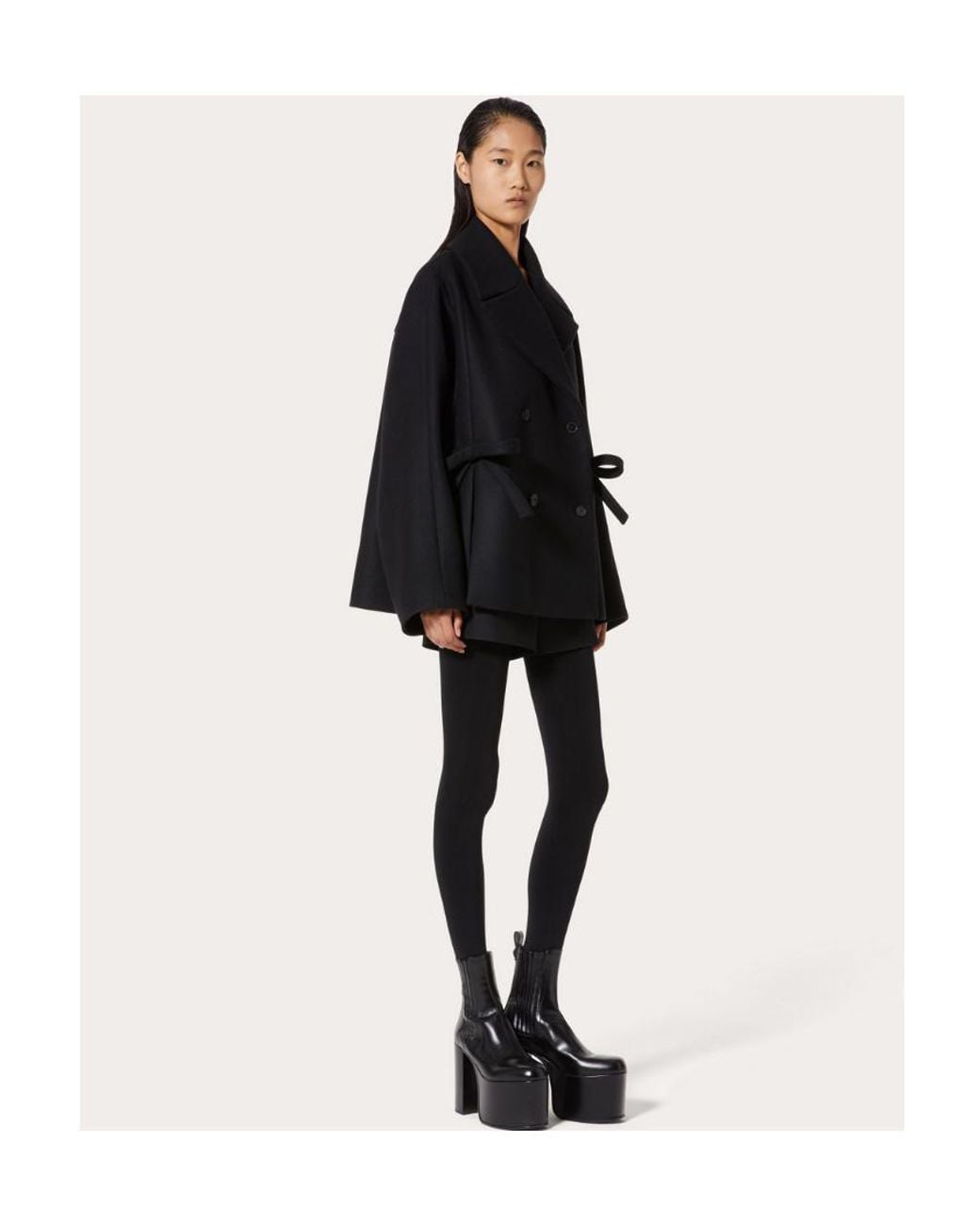 Valentino Black Bow-Detail Double-Breasted Jacket