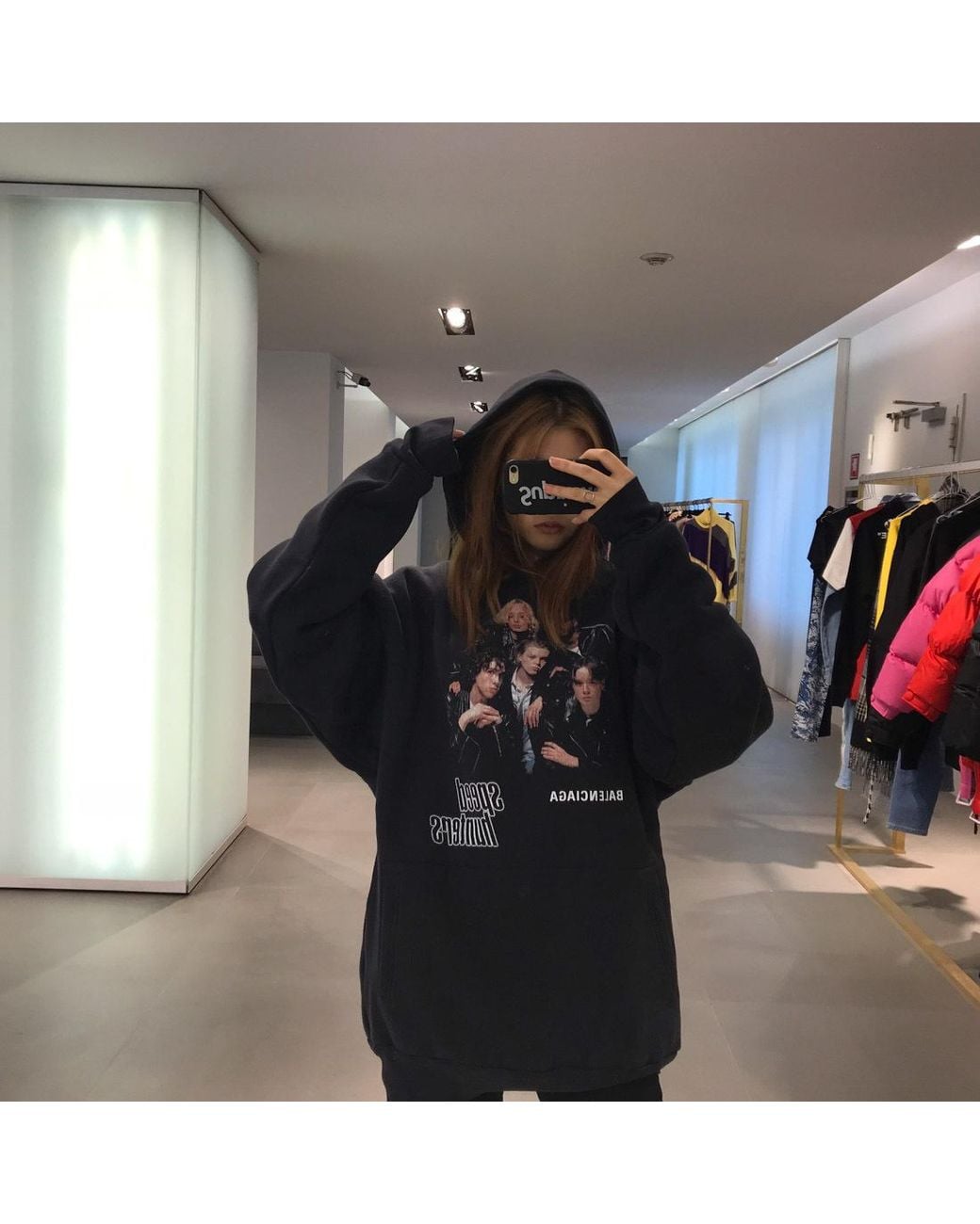 Balenciaga Blue Printed Hooded Hoodie for men