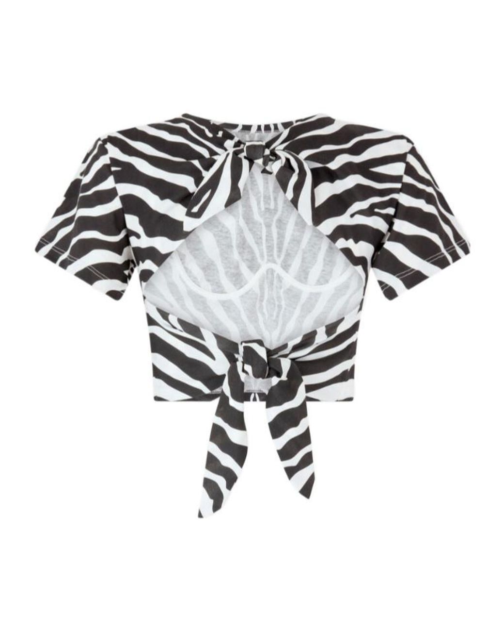 The Attico Black Zebra-Print Tie Top