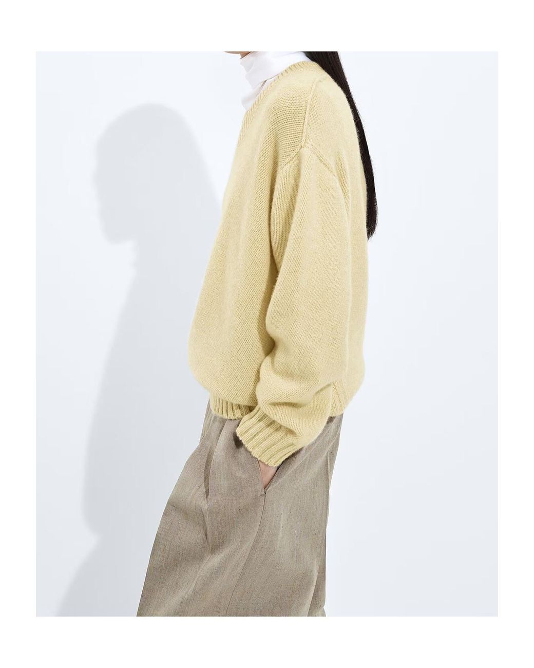 Bottega Veneta Natural V-Neck Oversized Jumper