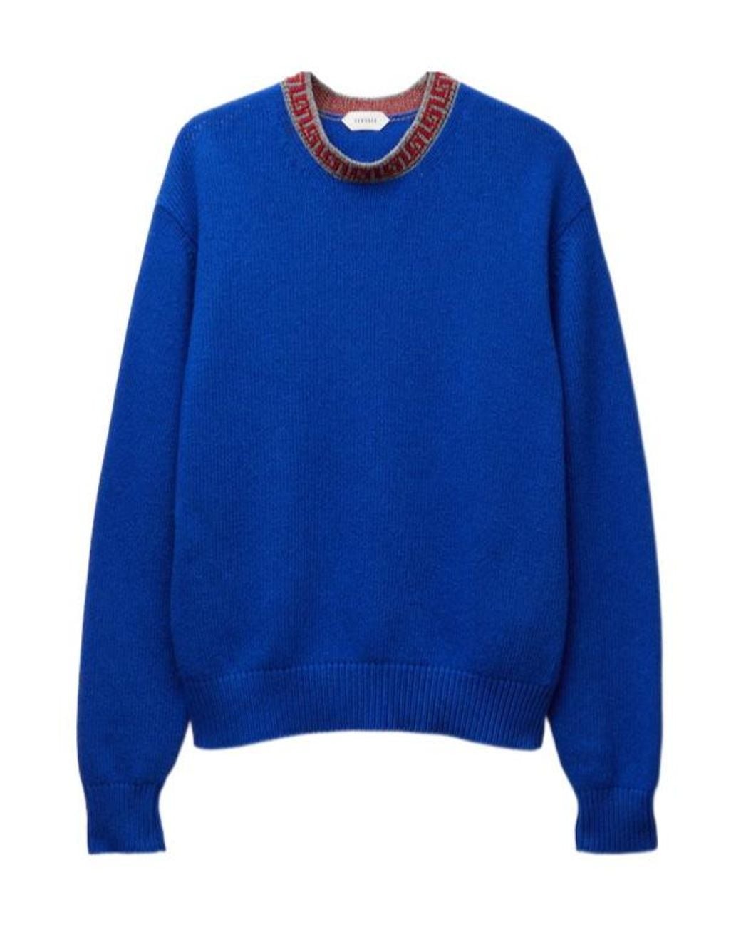 Versace Blue Oversized Crewneck Knitted Jumper for men
