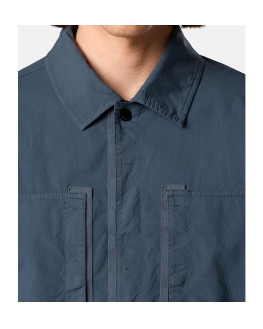 Stone Island Blue Comfort-Fit Zip-Up Overshirt With Chest Pockets for men