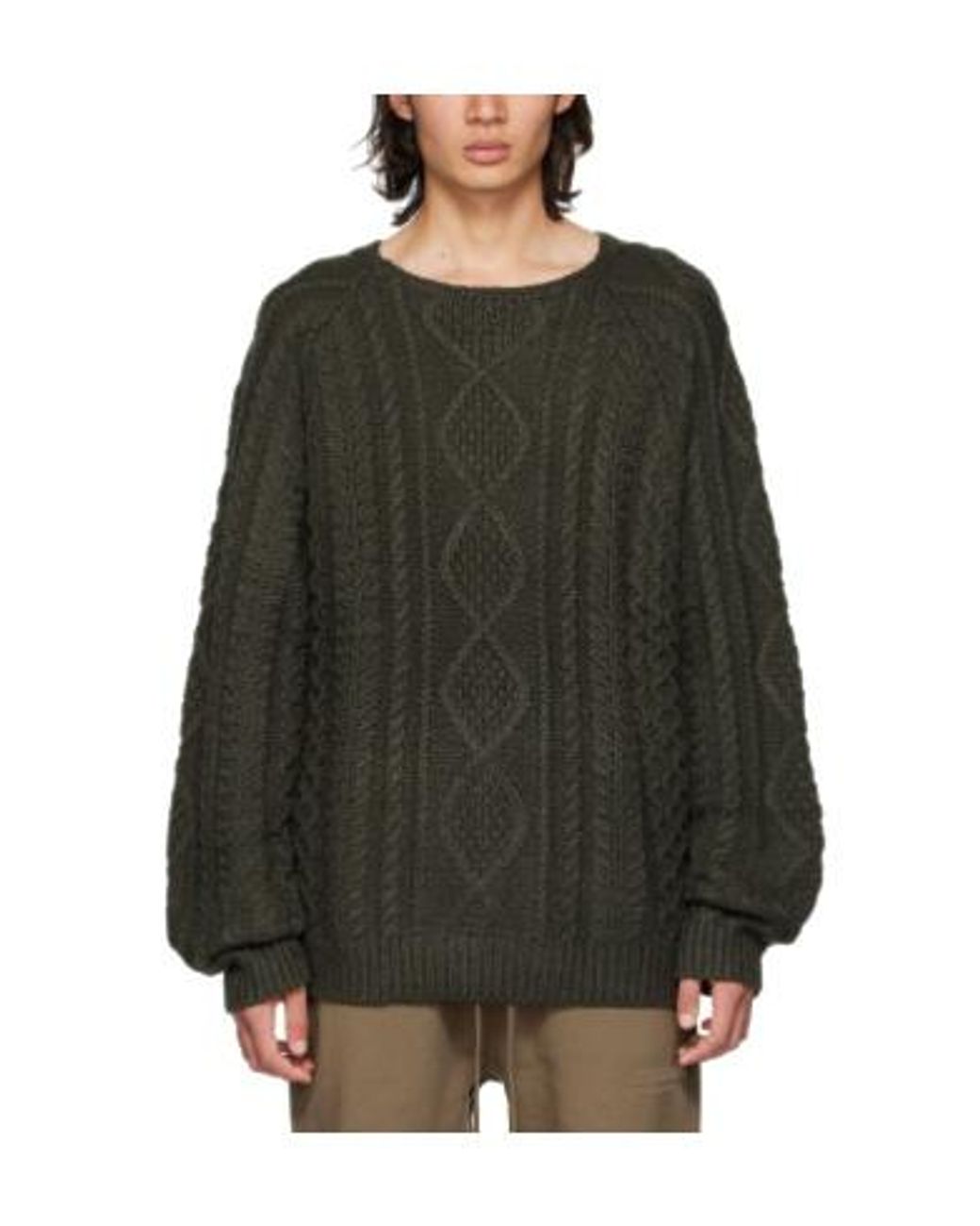 Fear Of God Black Cable-Knit Crew-Neck Jumper for men