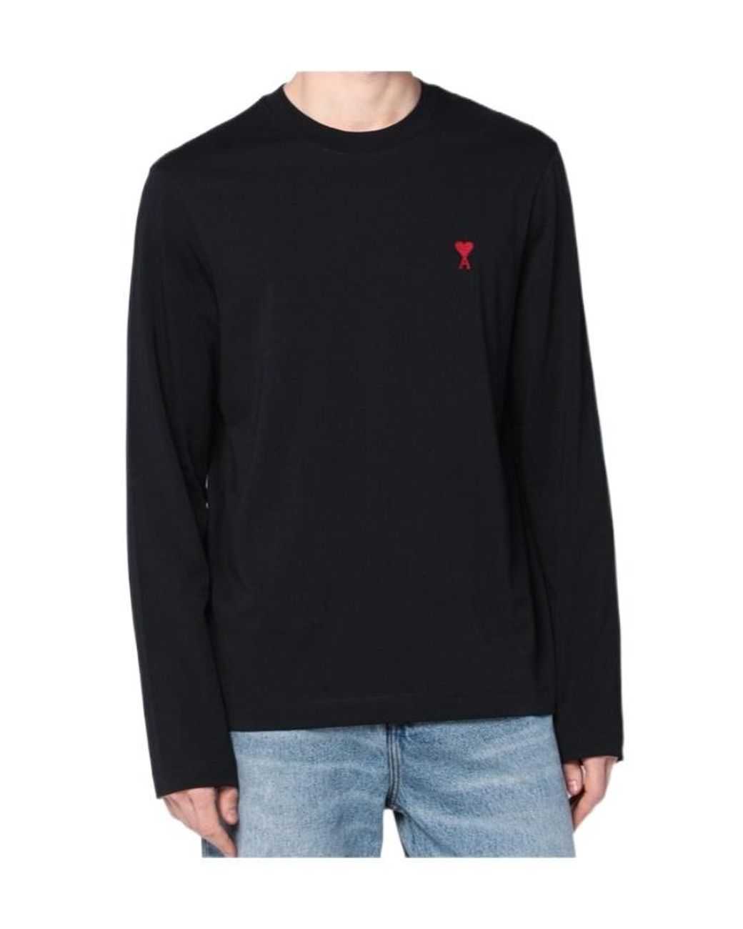 AMI Black Ami De Coeur Long-Sleeve T-Shirt for men