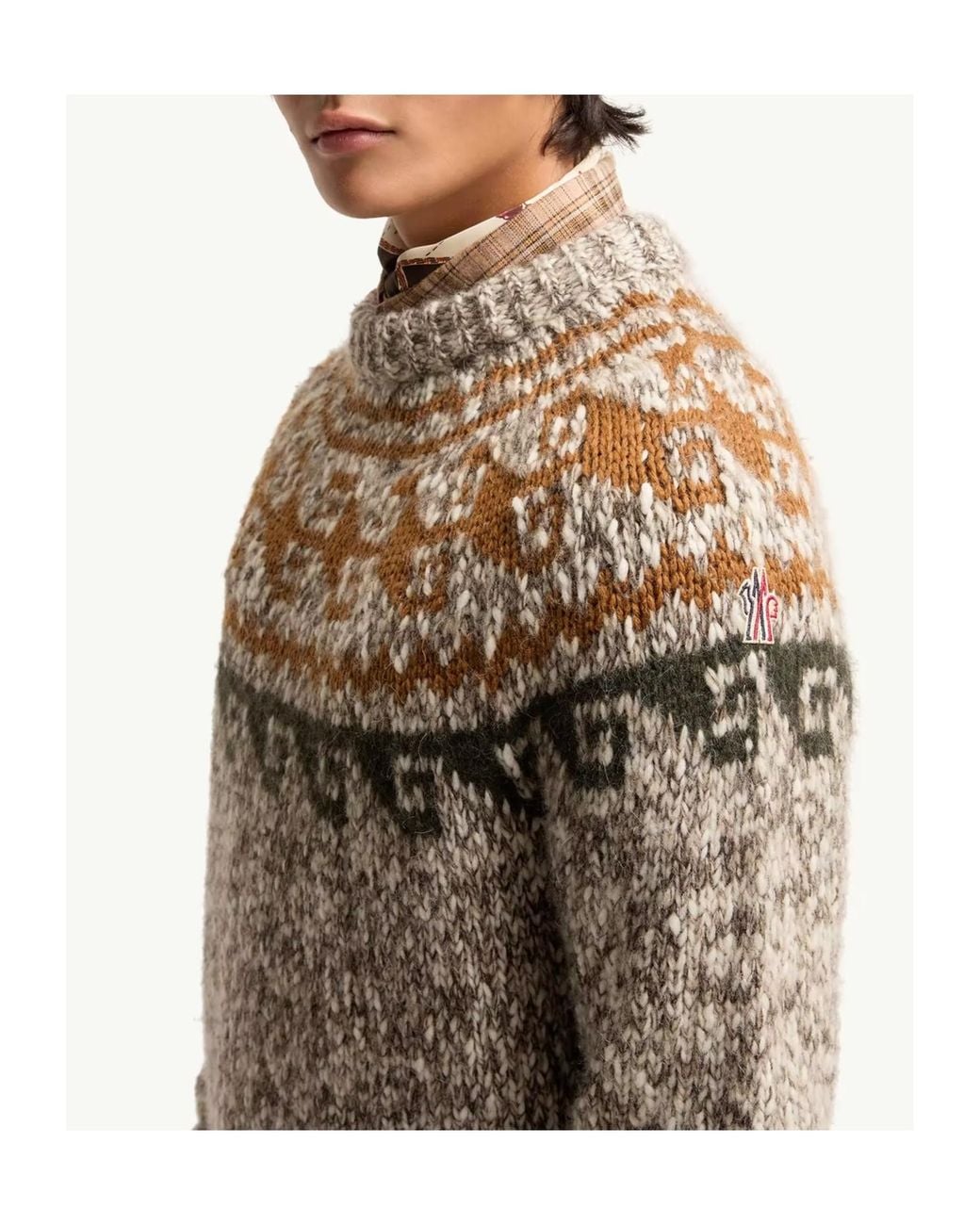 Moncler Brown Grenoble Geometric Jacquard Jumper for men