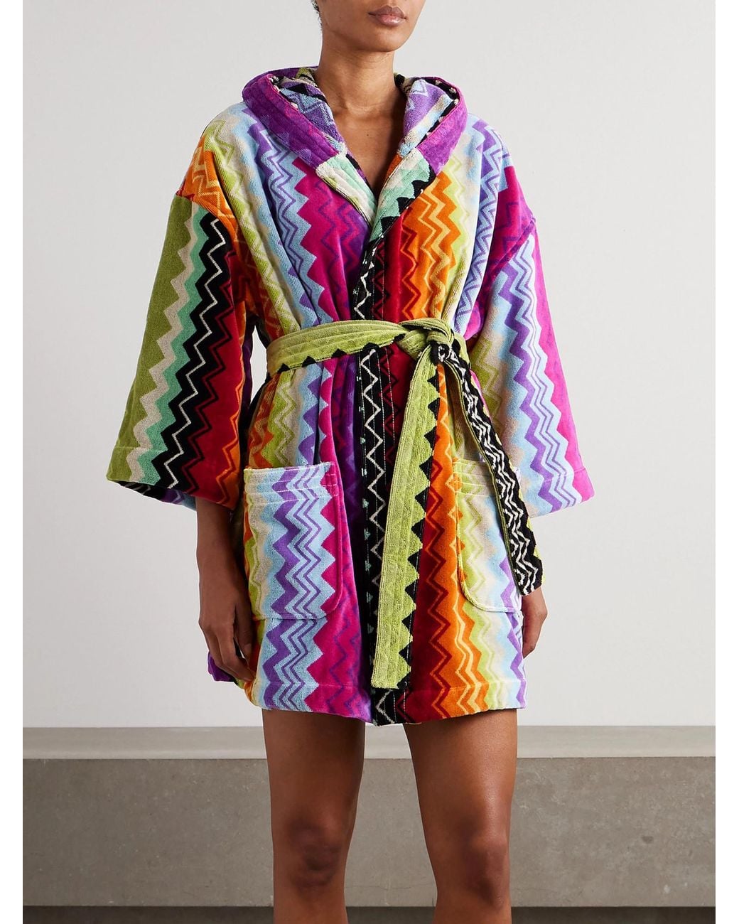 Missoni White Belted Striped Cotton-Terry Robe