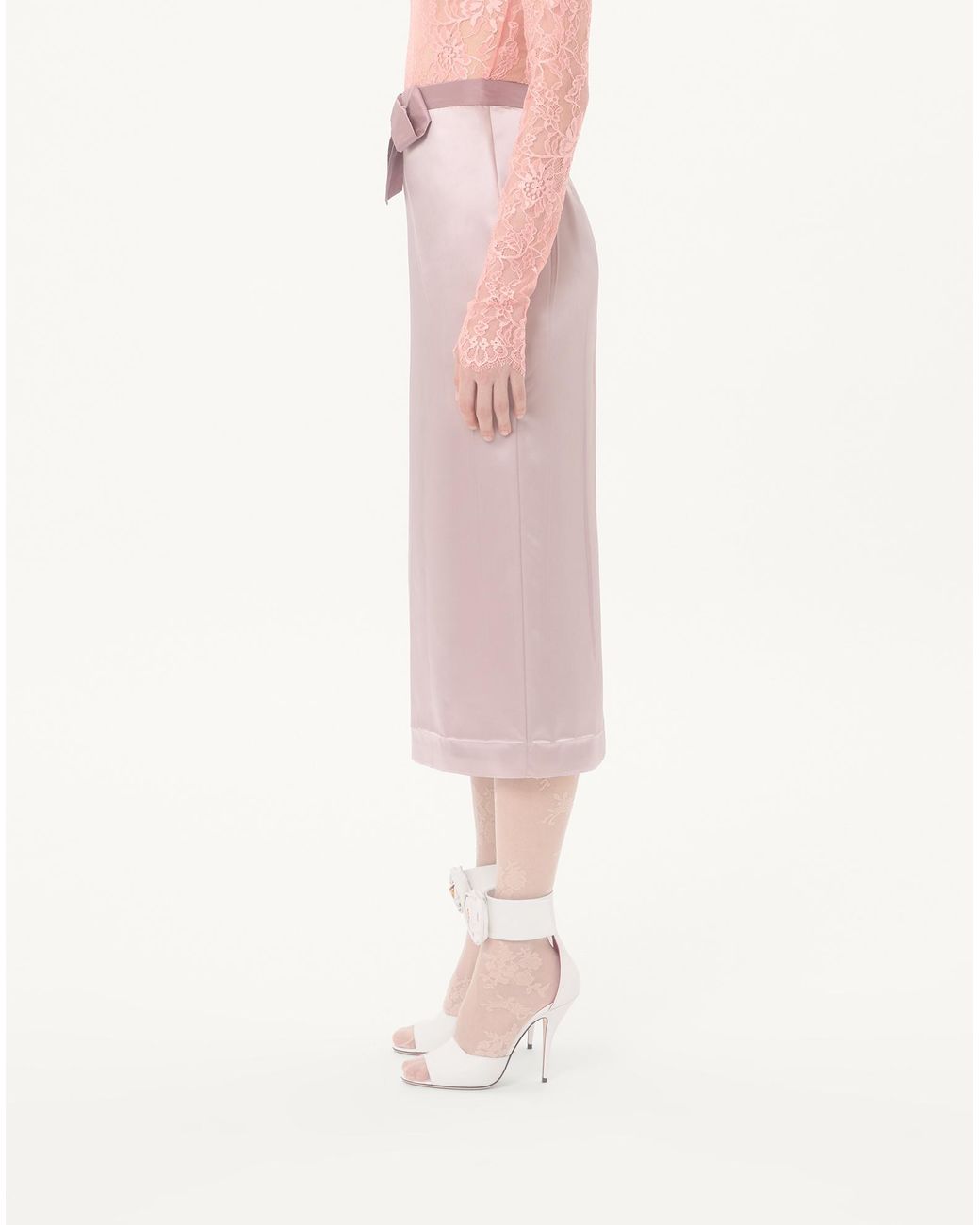 Valentino Pink Bow-Detail Midi Skirt
