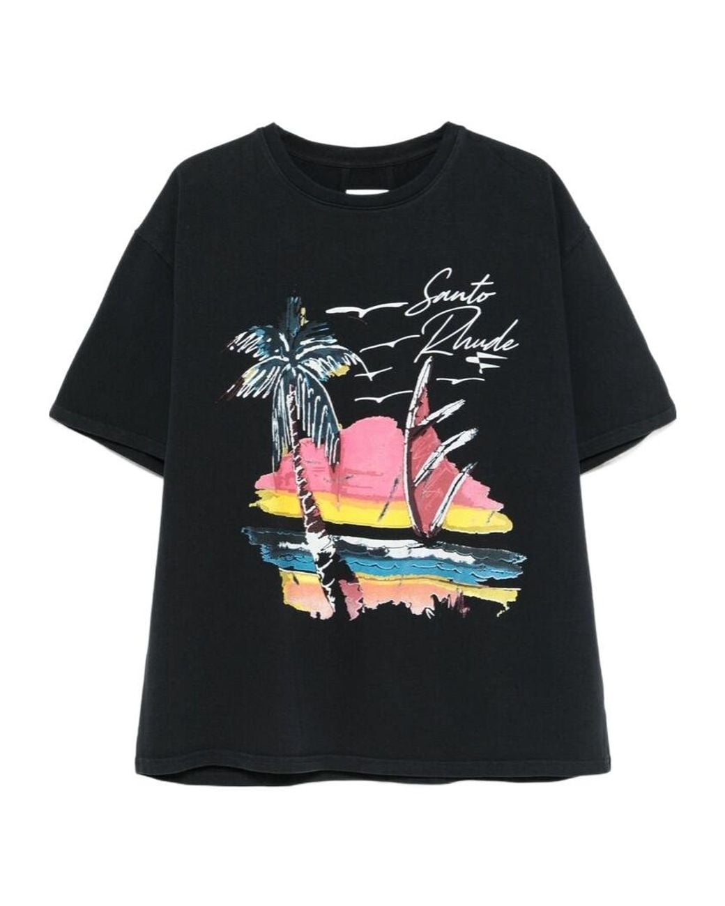 Rhude Black Sunset Graphic T-Shirt for men
