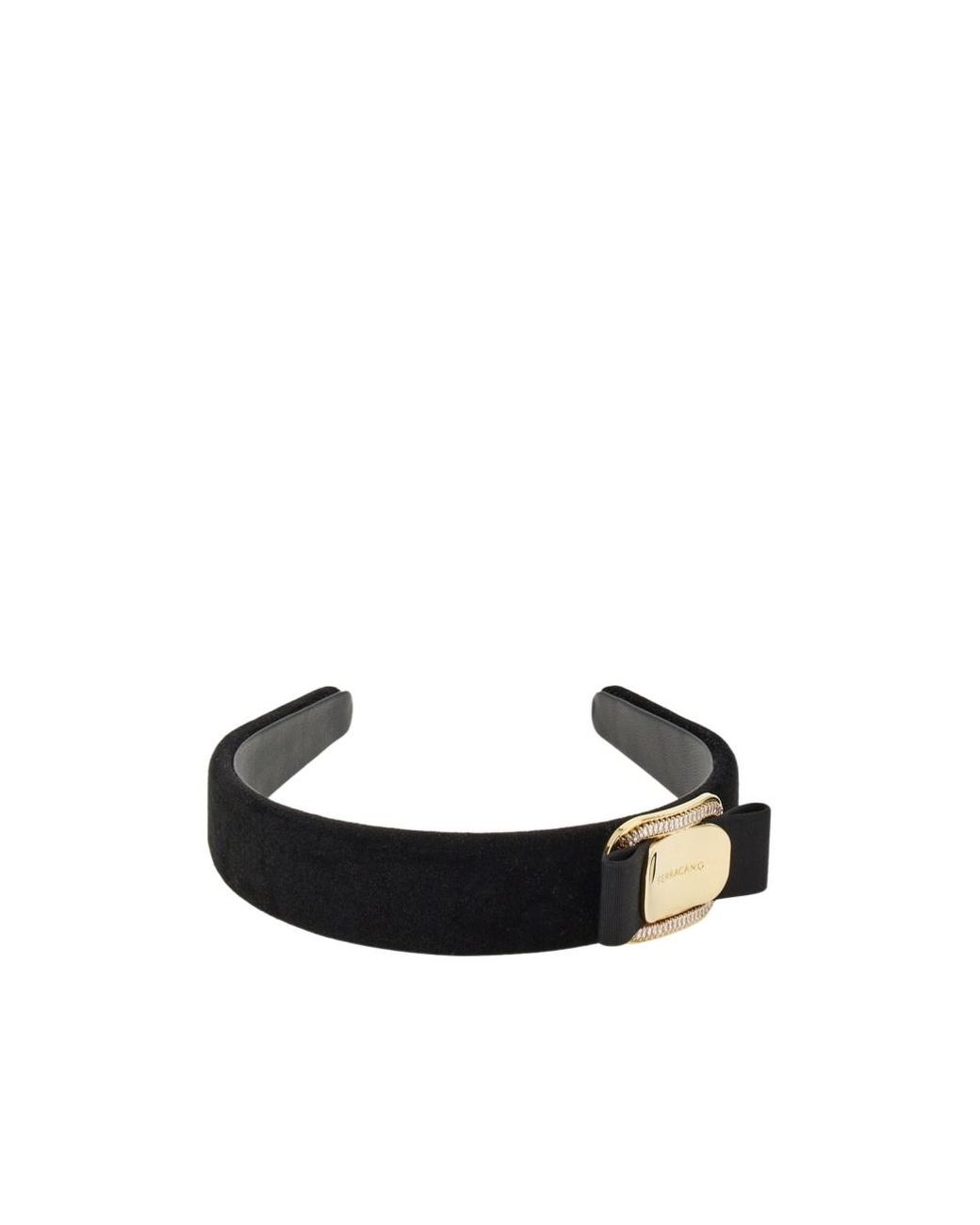 Ferragamo White Ferragamo Bow Embellished Velvet Headband