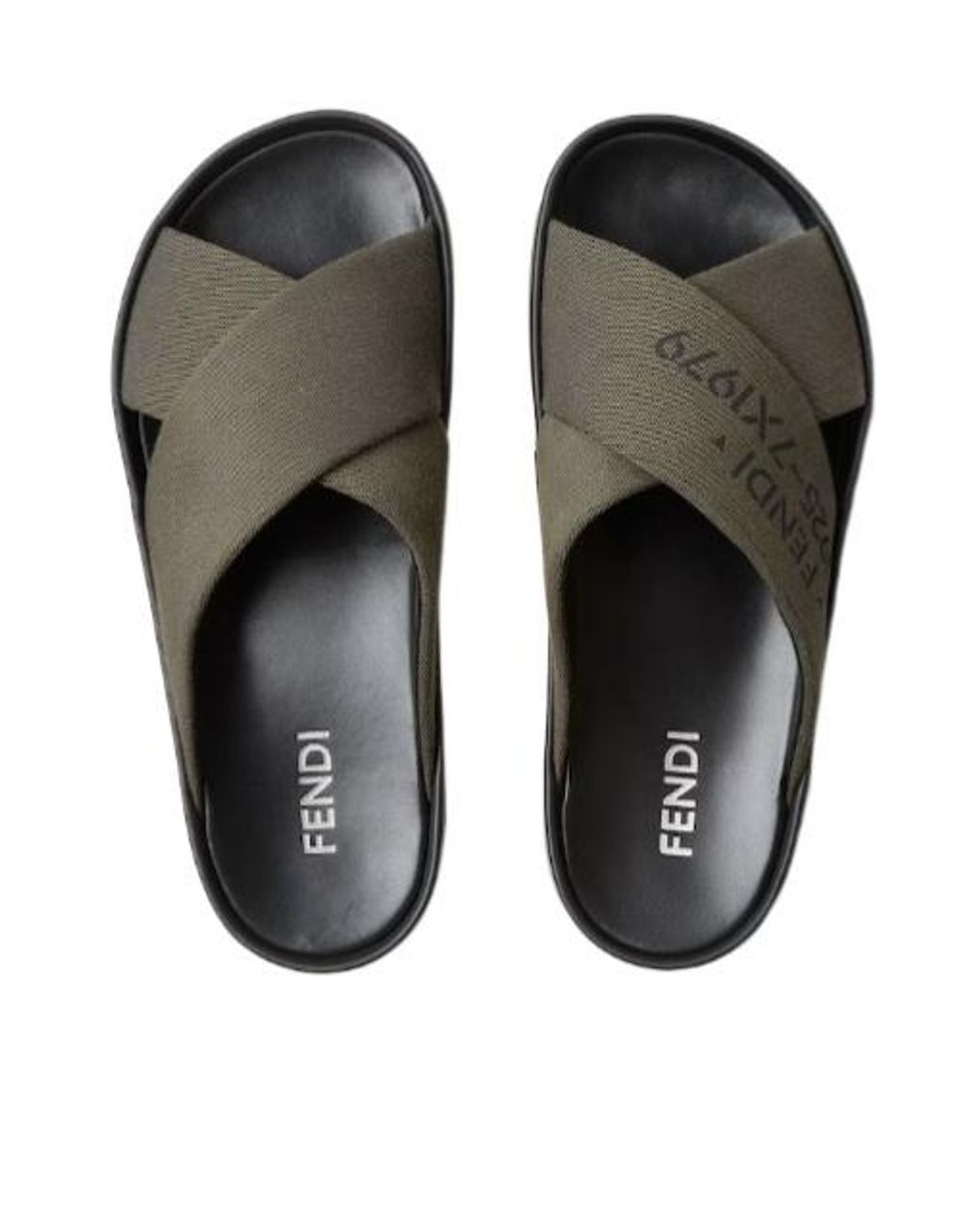Fendi Brown Double Slide Cross-Strap Slides for men