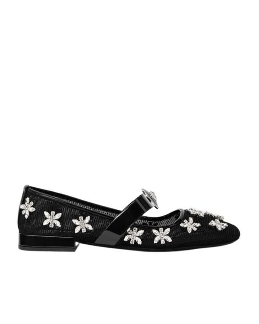 Versace Black Mesh Gianni Ribbon Ballerinas