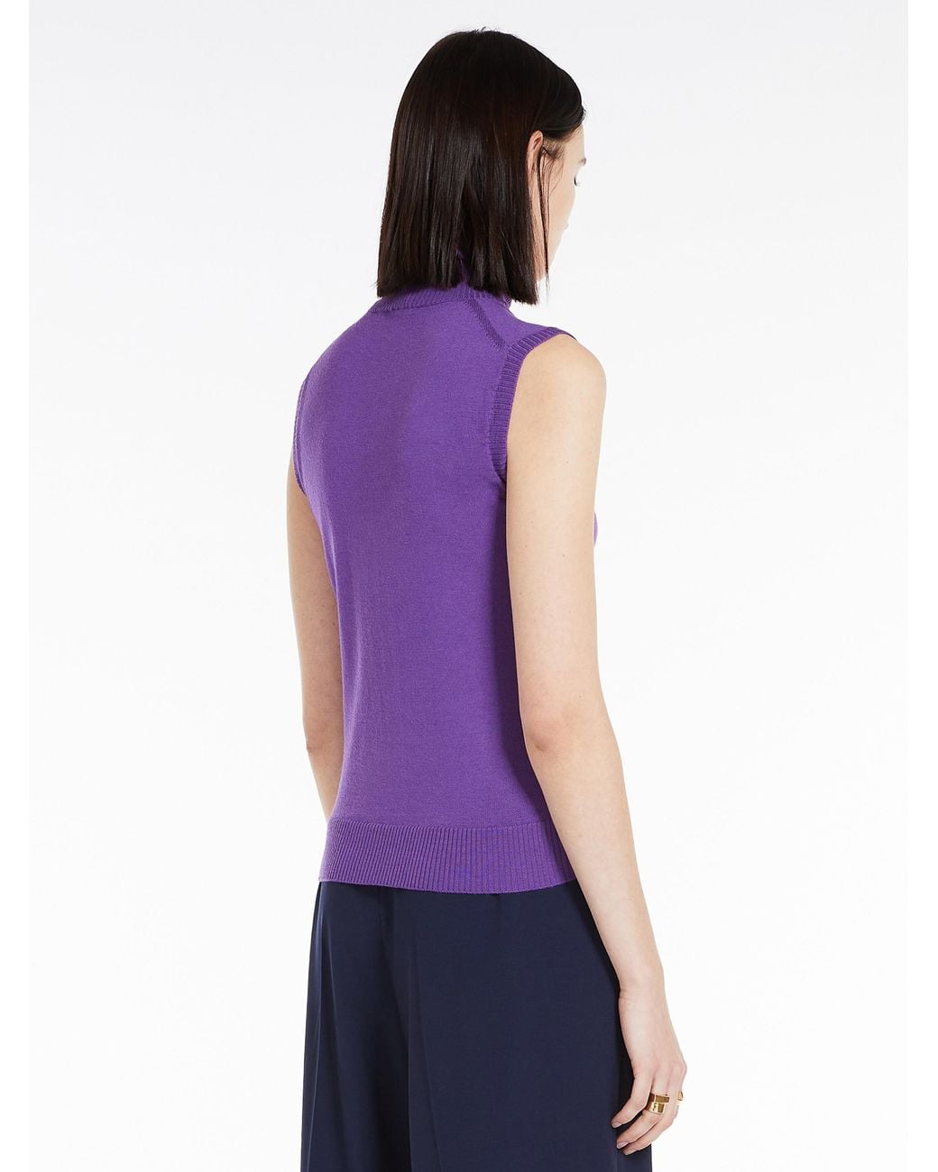 Sportmax Purple High Neck Sleeveless Jumper